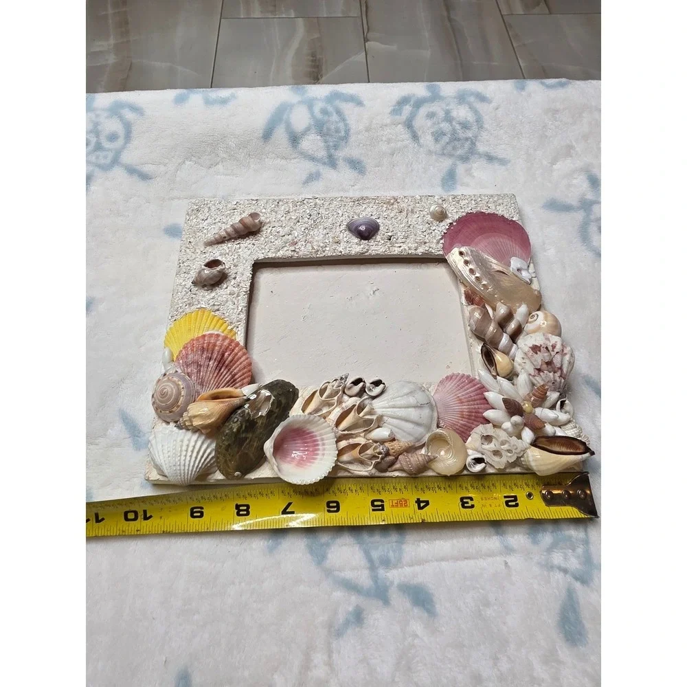 Vintage Seashell Picture Frame Coastal Beach Decor‎ Handcrafted Shell Art 5x3.5